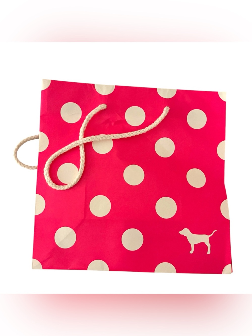 Victoria’s Secret Pink Polka Dot Pink & Cream Tote Bag with Dog Silhouette